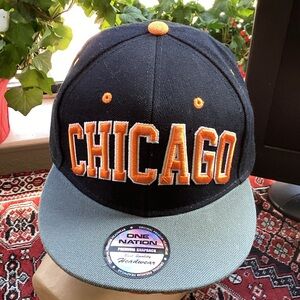 Chicago Embroidered Snapback Hat - Black and Orange